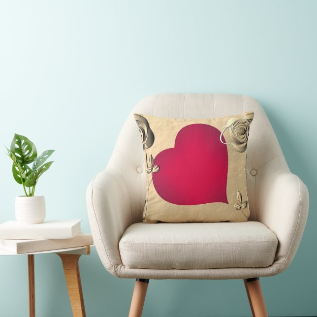 Roses & Hearts Throw Pillow (Chair)