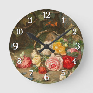 Roses in a Basket – Josef Neugebauer Round Clock