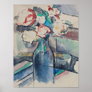 Roses in a Bottle by Paul Cezanne Poster