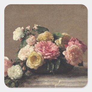 Roses in a Dish, 1882 Square Sticker