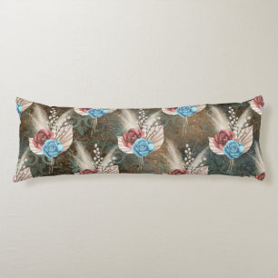 Roses in a Fleur De Lis Background Body Cushion