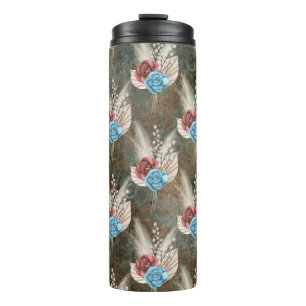Roses in a Fleur De Lis Background Thermal Tumbler
