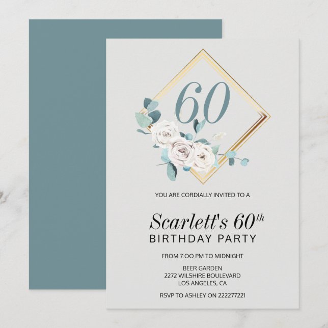 Roses in a Frame Birthday Invitation (Front/Back)