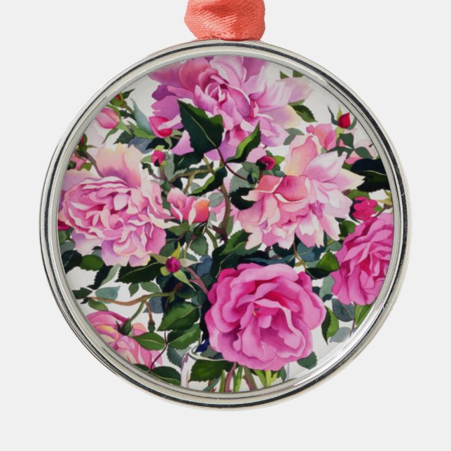Roses in a Glass Jar Metal Tree Decoration (Front)