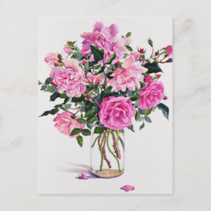 Roses in a Glass Jar Postcard