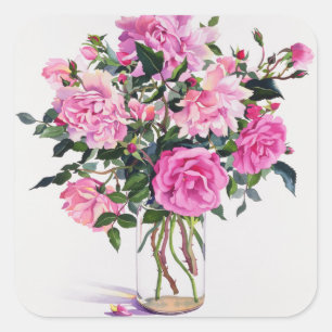 Roses in a Glass Jar Square Sticker