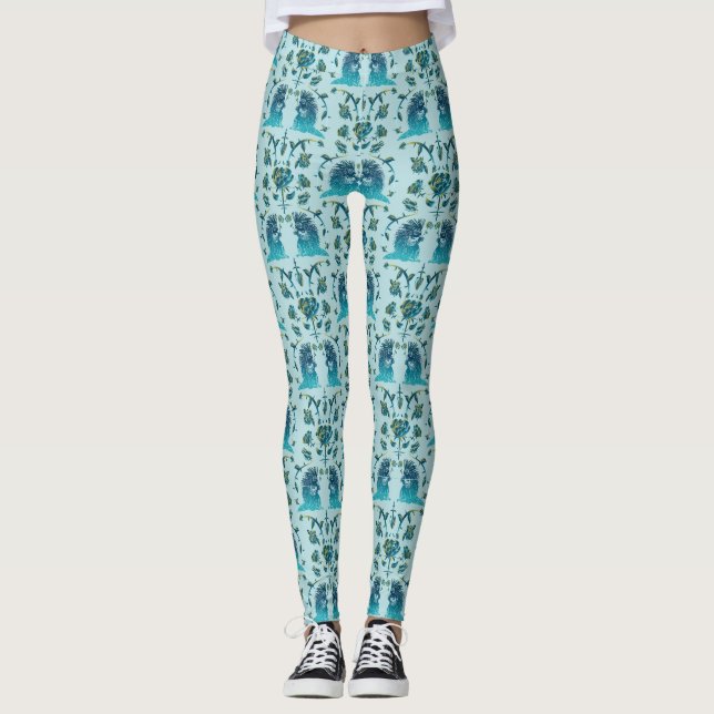 Roses In a Rough Patch Aqua Leggings (Front)