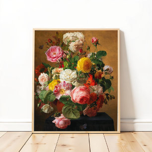 Roses in a Vase by Aghate Pilon, Floral Art Poster