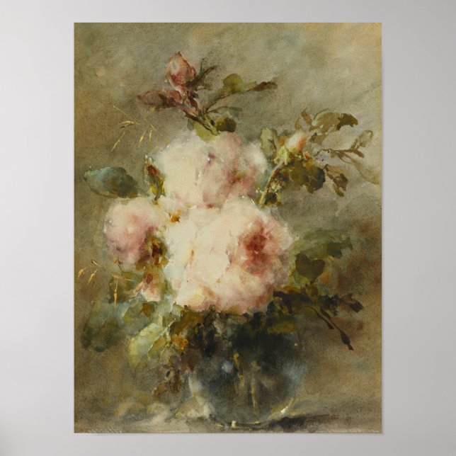 Roses in a Vase by Margaretha Roosenboom Poster (Front)