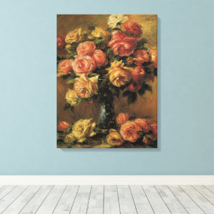 Roses in a Vase by Pierre Renoir, Vintage Fine Art Canvas Print