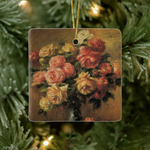 Roses in a Vase by Pierre Renoir, Vintage Fine Art Ceramic Tree Decoration