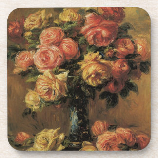 Roses in a Vase by Pierre Renoir, Vintage Fine Art Coaster