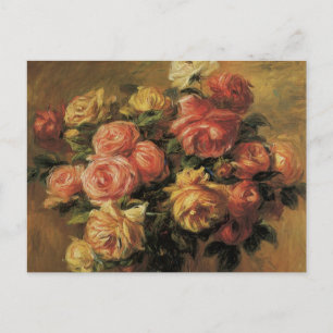 Roses in a Vase by Pierre Renoir, Vintage Fine Art Postcard