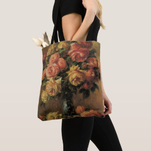Roses in a Vase by Pierre Renoir, Vintage Fine Art Tote Bag