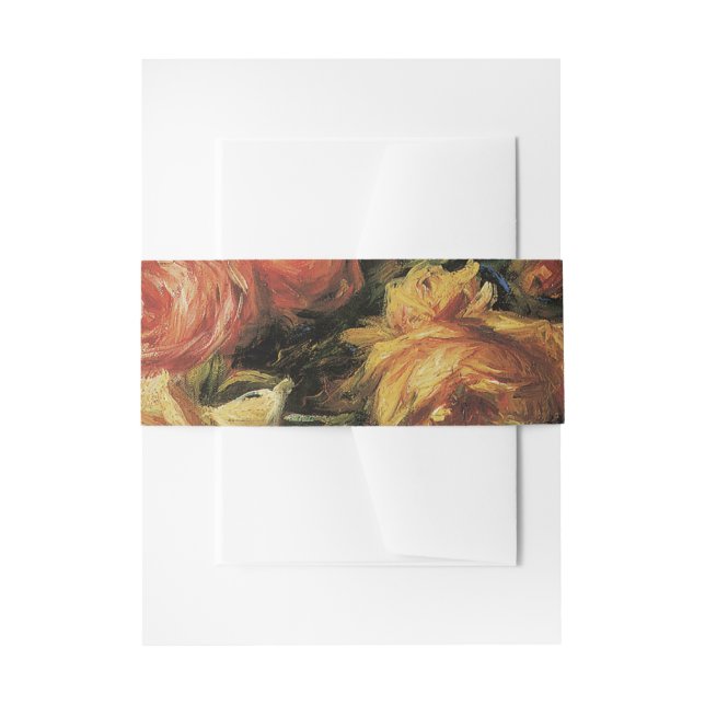 Roses in a Vase by Renoir, Floral Bridal Shower Invitation Belly Band (Front Example)