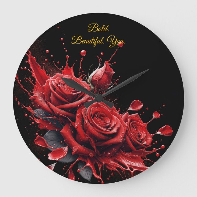 Roses in Bloom - Elegant Birthday Large Clock (Front)