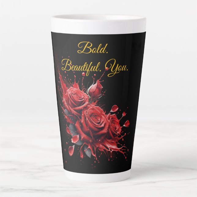 Roses in Bloom - Elegant Birthday Latte Mug (Front)