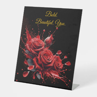 Roses in Bloom - Elegant Birthday Pedestal Sign