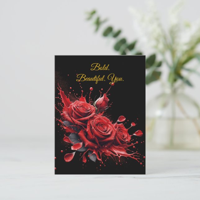 Roses in Bloom - Elegant Birthday Postcard (Standing Front)