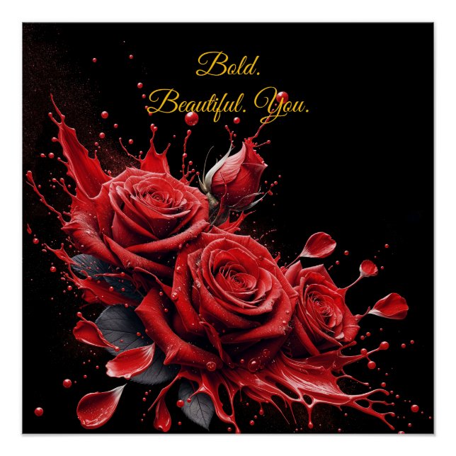 Roses in Bloom - Elegant Birthday Poster (Front)