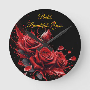 Roses in Bloom - Elegant Birthday Round Clock