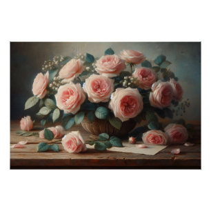 Roses in Blush Pink Decoupage Poster