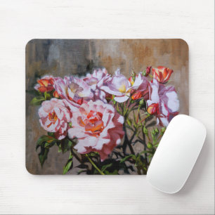 Roses in Pavlovsk – Elegant Oil Painting of Pink Mouse Mat