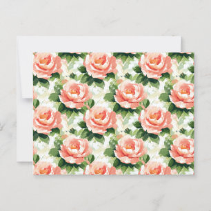 Roses in Peach Pink Pattern Postcard