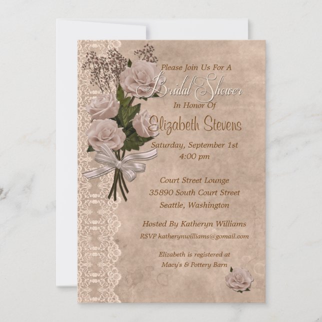 Roses In Pink Invitation (Front)