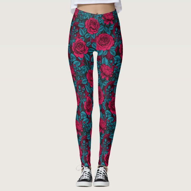 Roses in red and blue leggings (Front)