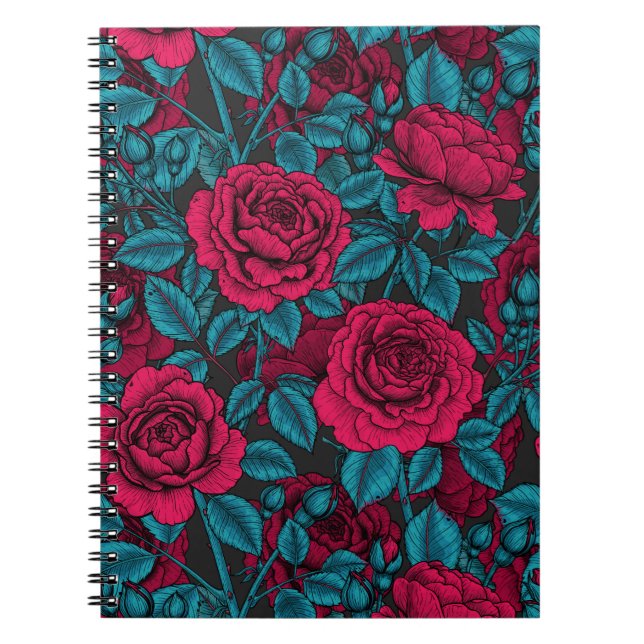 Roses in red and blue notebook (Front)