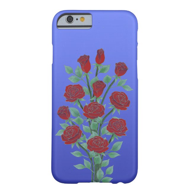 Roses in Red on Blue Background Case-Mate iPhone Case (Back)