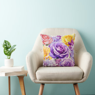 Roses In Rustic Garden Throw Pillow