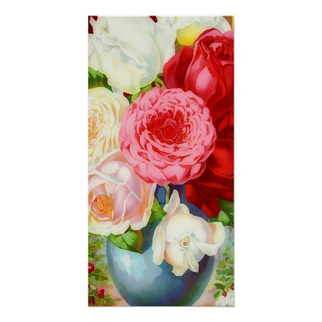 Roses in the vase painting poster (Front)