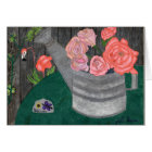 Roses In The Watering Can Card by Julia Hanna