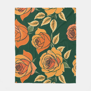 Roses In Various Shades Of Orange And Yellow Fleece Blanket