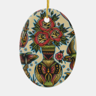 roses in vase ceramic tree decoration