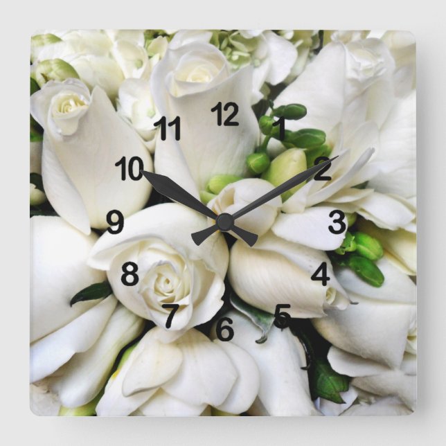 Roses in white_Wall Clock (Front)