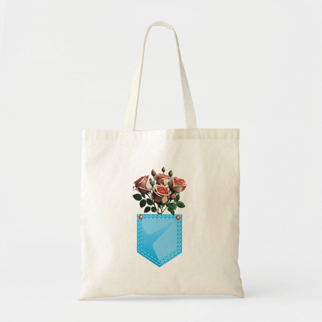 roses inside pocket tote bag (Front)