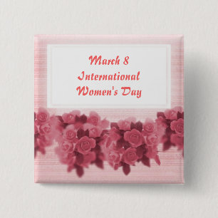 Roses International Women's Day 15 Cm Square Badge