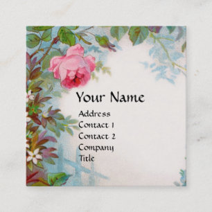 ROSES & JASMINES FLORAL YELLOW GEM MONOGRAM SQUARE BUSINESS CARD