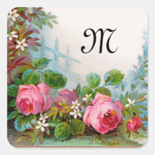ROSES & JASMINES MONOGRAM SQUARE STICKER