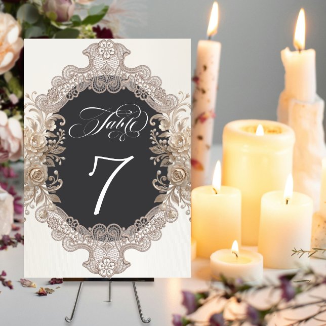 Roses & Lace - Cream Table Number (Creator Uploaded)