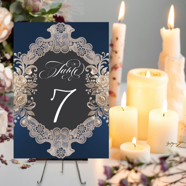 Roses & Lace - Dark Blue Table Number (Creator Uploaded)