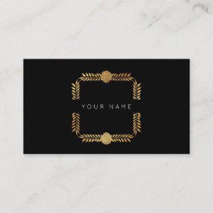Roses Laurel Golden Foil Black Vip Business Card