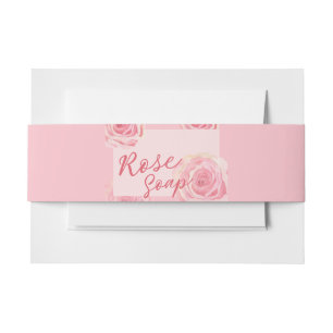 Roses Leaves Blush Soap Band Wrap Invitation Belly Band