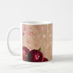 Roses leaves gold background image coffee mug