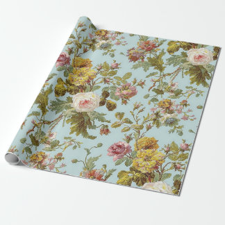 Roses Light Blue Wrapping Paper