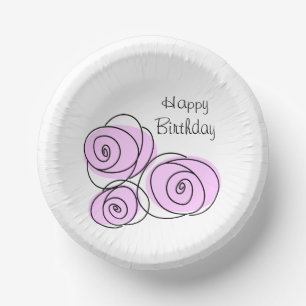 Roses Lilac Group Birthday Paper Plates