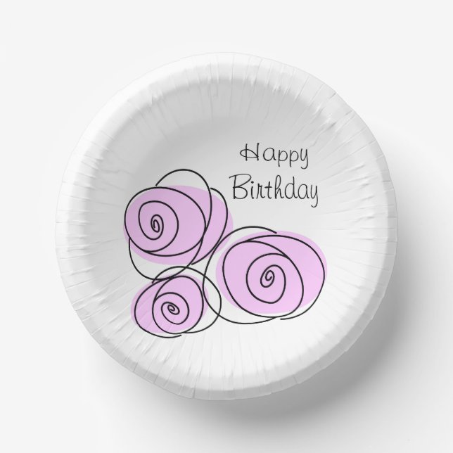 Roses Lilac Group Birthday Paper Plates (Front)